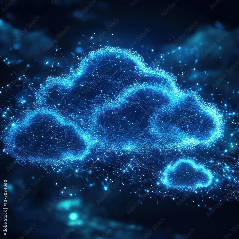 Aufkleber Glowing cloud computing network symbolizing digital technology and internet connectivity