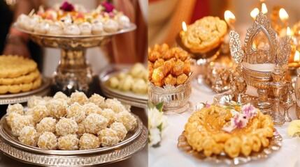 Delicious Ladoos and Sweets on Festive Table