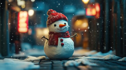 Obraz premium Winter Wonderland with Snowman Creation
