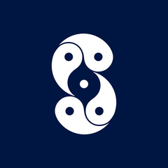 Logos are the letter S and yin yang. Outline and unique.