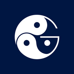 Logos are the letter G and yin yang. Outline and unique.