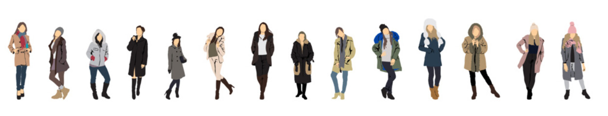 Fototapeta premium women in warm winter clothes