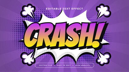 White Yellow and purple Violet Crash 3d Editable Text Effect - Font Style