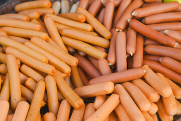 Close-up of ready-to-eat meatballs at the market.
