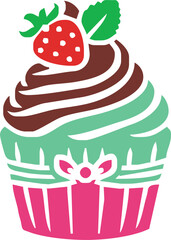 cartoon cupcake icon. vector illustration.