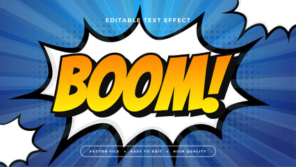 Obraz premium Orange White and Blue Boom 3d Editable Text Effect - Font Style
