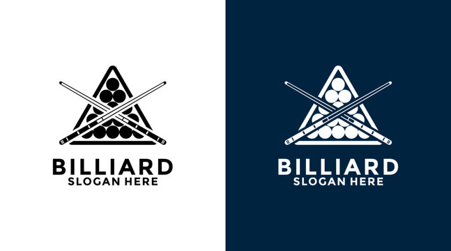 Billiard logo design vector. Sport poolroom logo design. Billiards logo template.