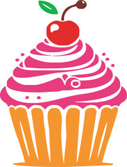 cartoon cupcake icon. vector illustration.