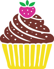 cartoon cupcake icon. vector illustration.
