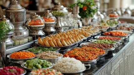 Fototapeta premium Traditional Indian Samosas and Cuisine Displayed Elegantly