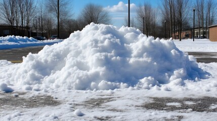 Winter Scene with Snow Pile and Trees