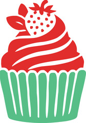 cartoon cupcake icon. vector illustration.