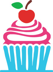 cartoon cupcake icon. vector illustration.