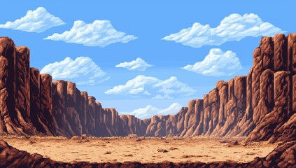 Fototapeta premium Canyon location in pixel art style