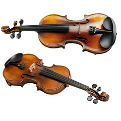 Fototapeta premium Two classic violins on a white isolated background.