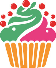 cartoon cupcake icon. vector illustration.