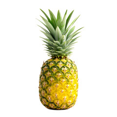 Fototapeta premium a pineapple, whole with spiky green leaves, vibrant yellow, realistic texture, isolated on white background