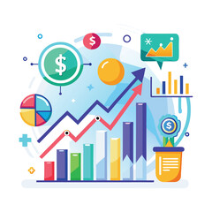 Business Growth Chart flat Illustration. Finance Illustration clipart Vector Design
