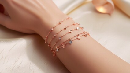 Permanent jewelry, a delicate gold chain elegantly wrapped around the wrist