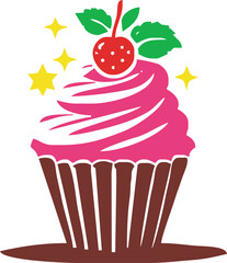 cartoon cupcake icon. vector illustration.