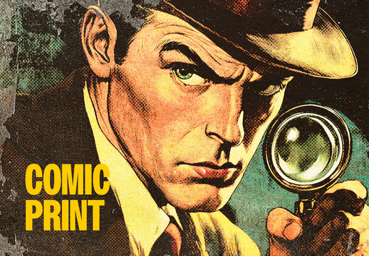 Retro Comics Photo Effect Mockup