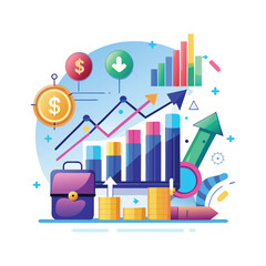 Business Growth Chart Flat Illustration. Finance Illustration clipart Vector Design