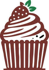cartoon cupcake icon. vector illustration.
