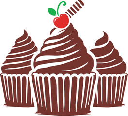 cartoon cupcake icon. vector illustration.