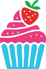 cartoon cupcake icon. vector illustration.