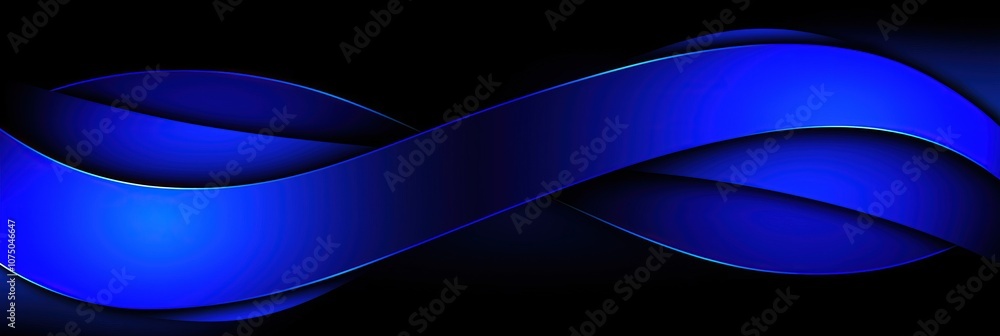 Aufkleber Abstract blue waves on a dark background create a sense of depth and fluidity