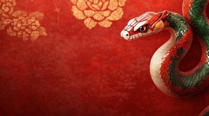 Obraz premium Chinese New Year Year of the Snake Background with Open Space for Text