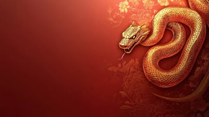 Fototapeta premium Chinese New Year Year of the Snake Background with Open Space for Text