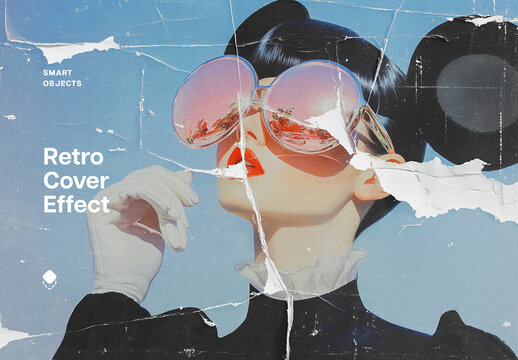 Vintage Cover Photo Effect Mockup