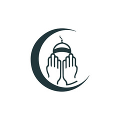 simple islamic logo design, modern muslim Learn logo with mosque, moon and star shape logo template 
