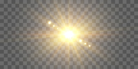 Vector transparent sunlight, special lens flare effect. Light effect, sun flash isolated on png