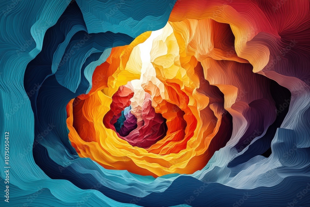 Poster an abstract representation of vibrant colors swirling and blending, creating a captivating visual ef