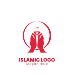 simple islamic logo design, modern muslim Learn logo with mosque, moon and star shape logo template 
