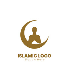 simple islamic logo design, modern muslim Learn logo with mosque, moon and star shape logo template 
