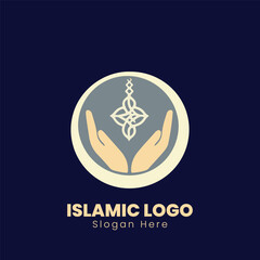 simple islamic logo design, modern muslim Learn logo with mosque, moon and star shape logo template 
