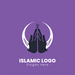 simple islamic logo design, modern muslim Learn logo with mosque, moon and star shape logo template 
