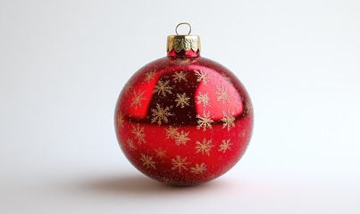 Classic Red Christmas Ornament with Elegant Snowflakes