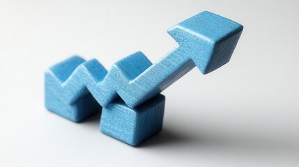 dynamic graphic representation of a rising arrow symbolizing progress and achievement in business, set on a crisp white background, exuding professionalism and ambition