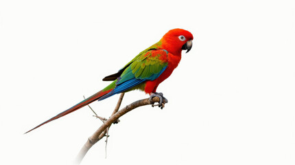 Obraz premium Vibrant Parrot Close-Up Photography on White Background - Perfect for Tropical Wildlife and Nature Themes