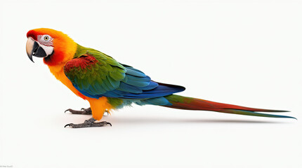Obraz premium Vibrant Parrot Close-Up Photography on White Background - Perfect for Tropical Wildlife and Nature Themes
