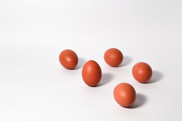 Chicken eggs on isolated white background