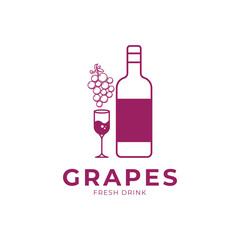 wine grape drink fruit logo design concept idea