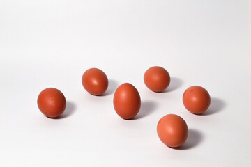 Chicken eggs on isolated white background
