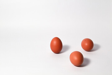 Chicken eggs on isolated white background