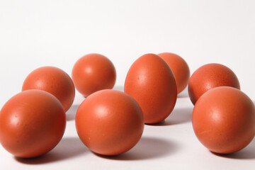 Chicken eggs on isolated white background