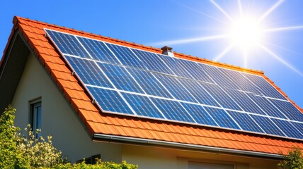 Bright solar panels harnessing energy on a sunny rooftop.